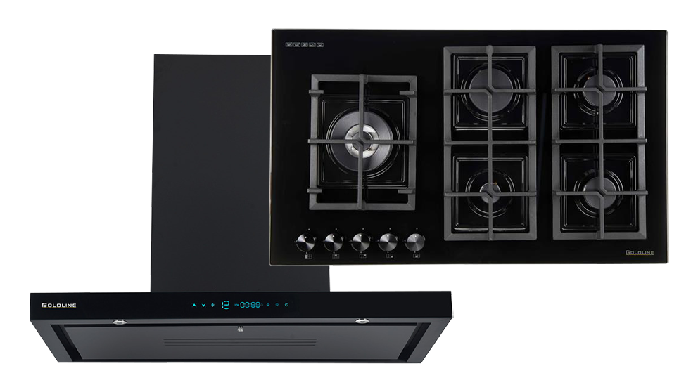 Goldline 5 Burner BL + 90cm Canopy Black